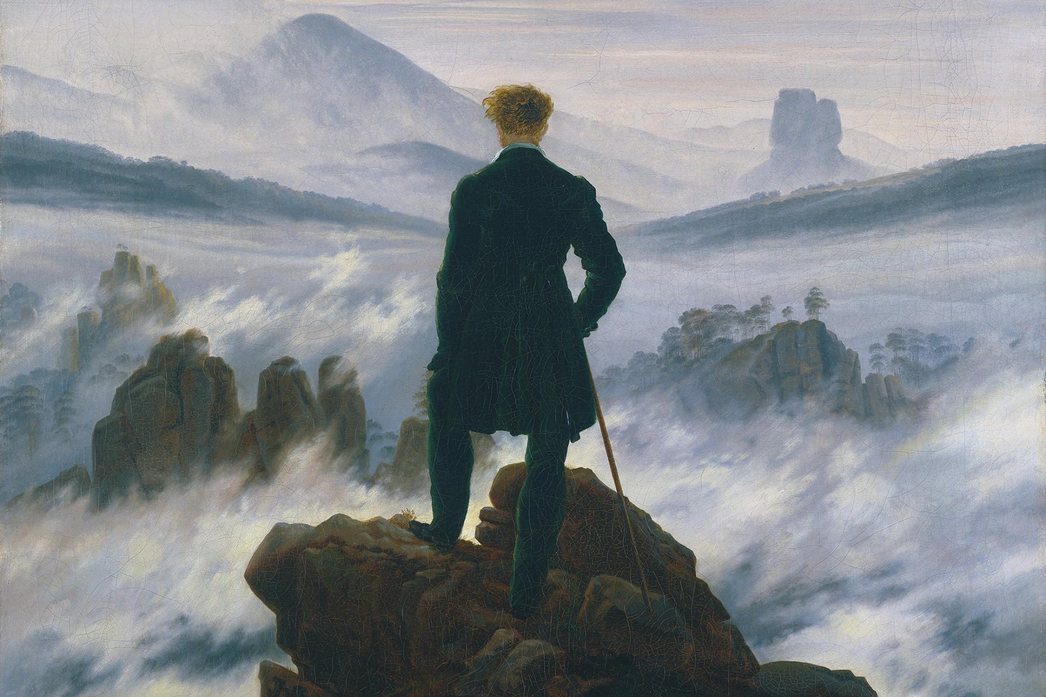 Image représentant la conférence  Histoire d’une œuvre : Le voyageur contemplant une mer de nuages de Caspar David Friedrich